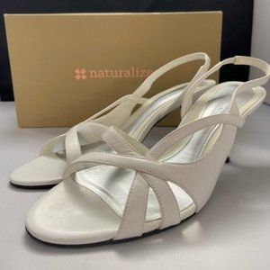 Naturalizer Prissy White Leather Slingback Sandals